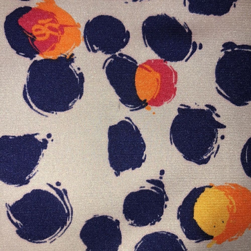 oe Neck Scarf or Pocket Square Silver Gary Navy Orange Red Gold oe Logo - Picture 7 of 10